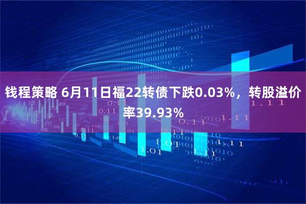 钱程策略 6月11日福22转债下跌0.03%，转股溢价率39.93%